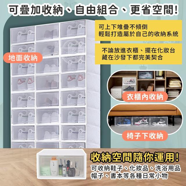 O  自由疊加翻蓋式透明萬用收納盒(一組2個)-7/31結單