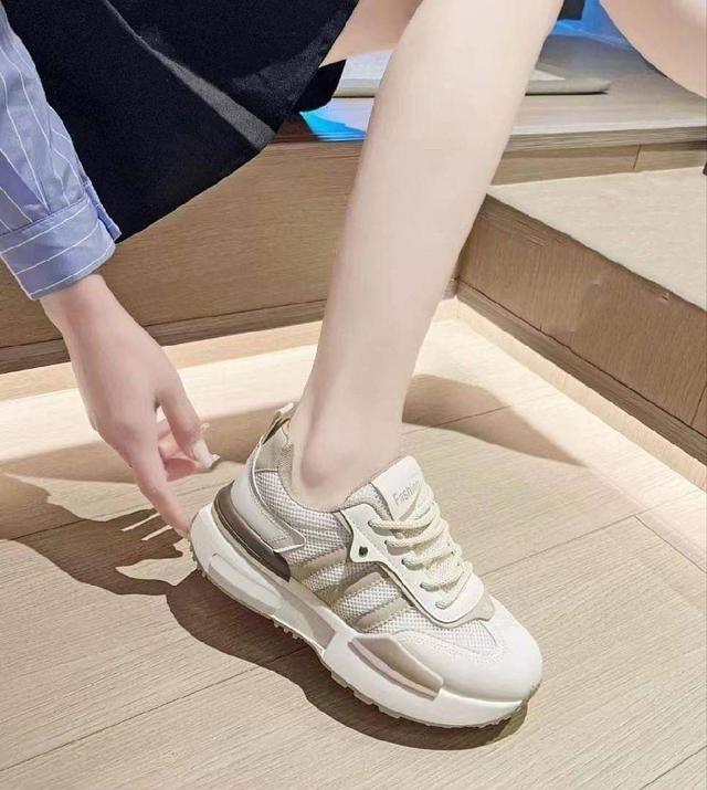 正韓🇰🇷復古網面三條槓經典撞色厚底阿甘鞋（預購）