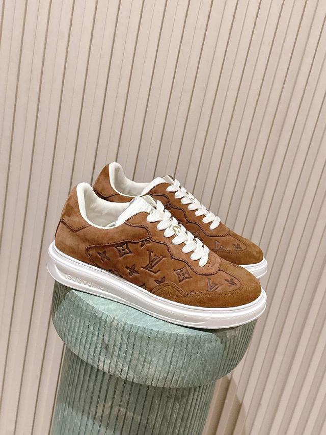 Louis vuitton ss25秋冬压老花 休闲 厚底 运动鞋 小白鞋