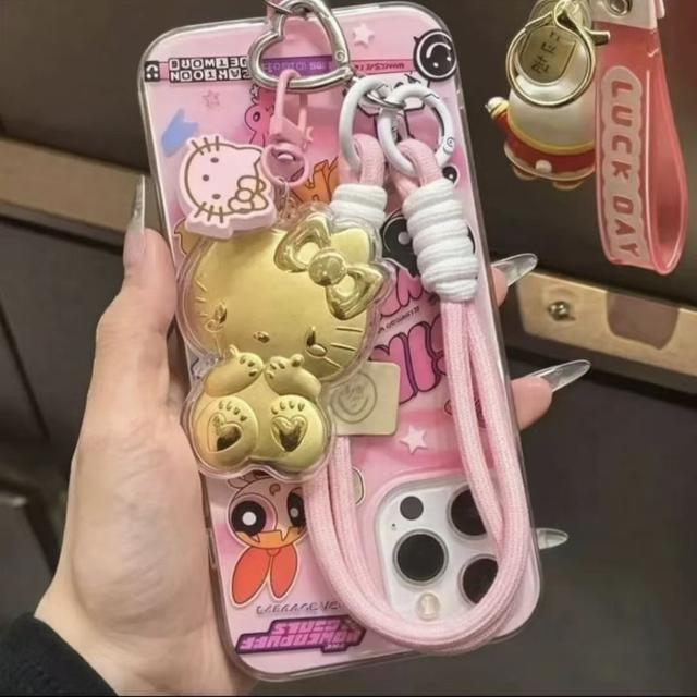 薄金KT貓手機鏈鑰匙扣