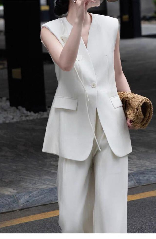 高级中式飞袖立领中长上衣+松紧短裤套装 整体印花装饰 衣