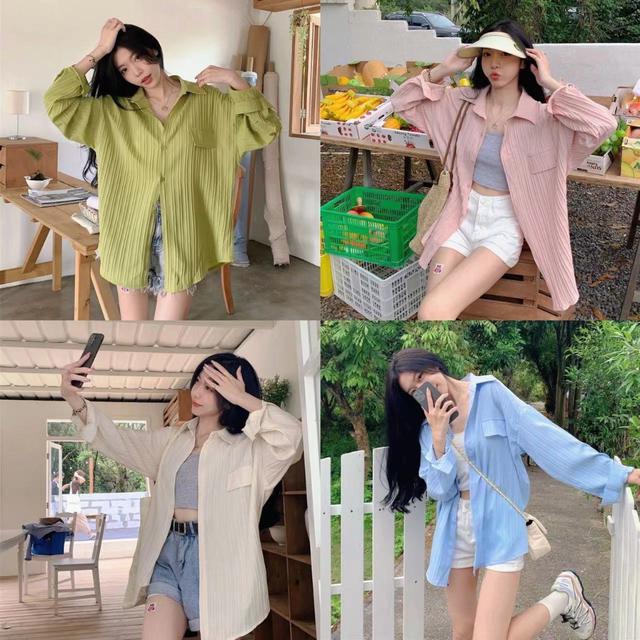 法式設計感大碼長袖襯衫外套(預購)