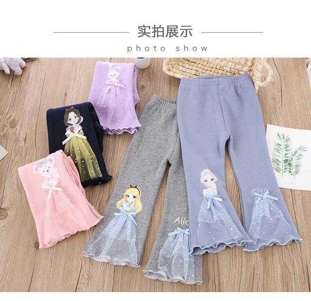 【預購】【1012結單】【批發】秋季童裝百搭卡通公主印花喇叭褲 B15241