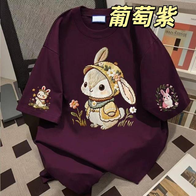 可愛兔子印花棉質短T恤