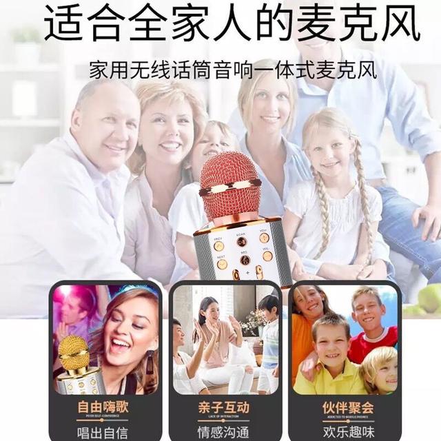 ws858 手机k歌宝掌上ktv无线蓝牙电容麦克风 直播k歌话筒音响一体