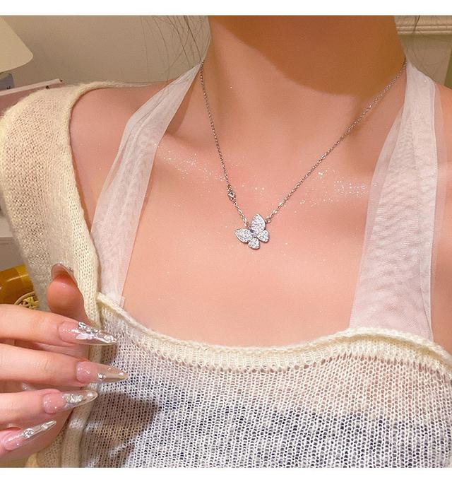 【長期團2025】【預購商品】【批發】韓系氣質鑲鑽蝴蝶鎖骨項鍊 86280