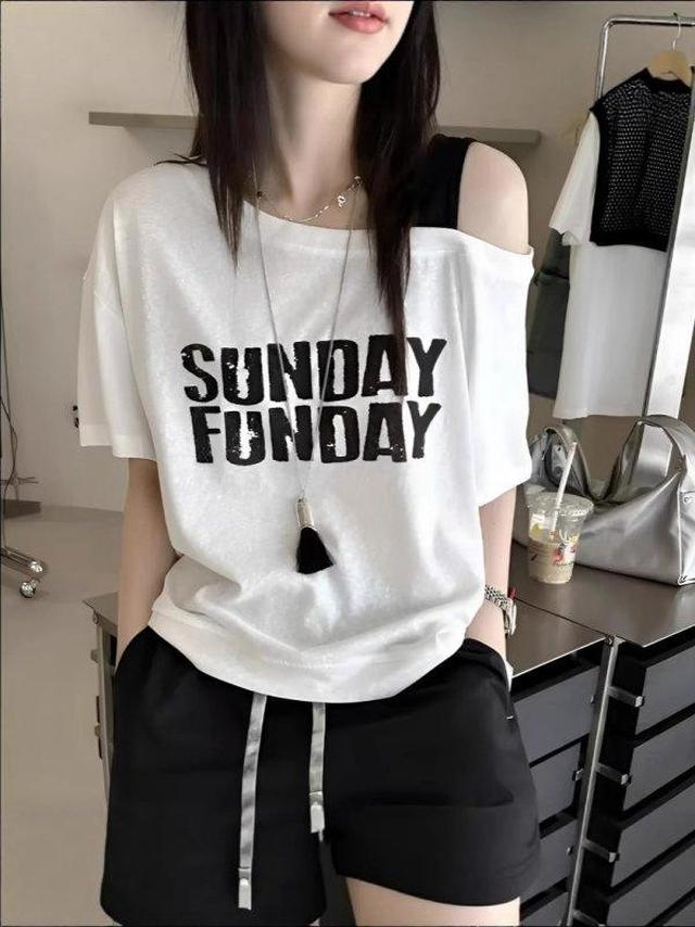 韓系撞色吊帶斜領上衣