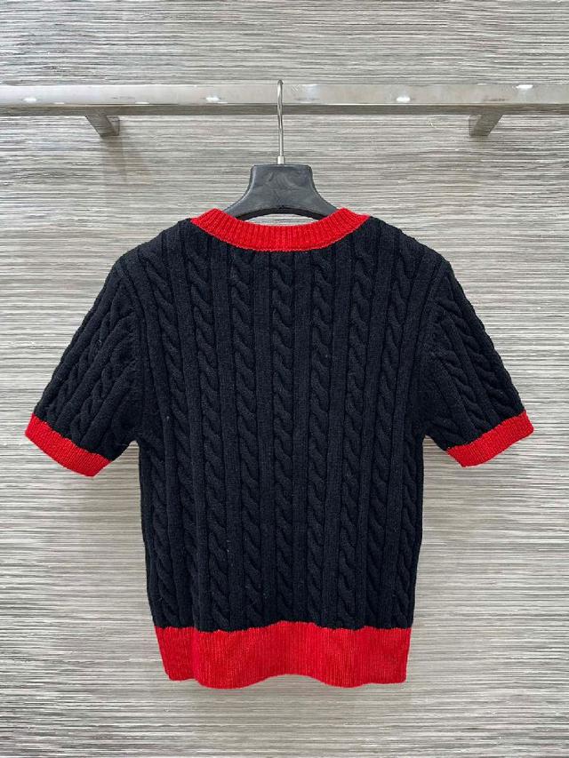 25秋冬新品，撞色麻花字母针织短袖！定制YB羊毛纱线织造，