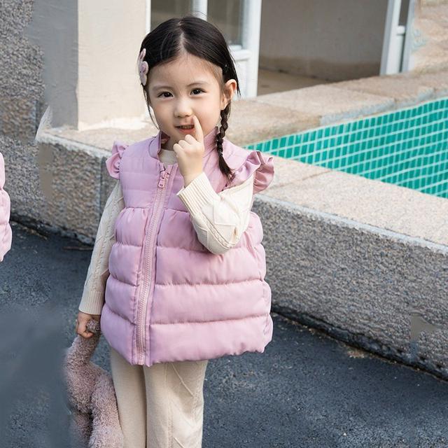 女童秋冬木耳邊馬甲背心