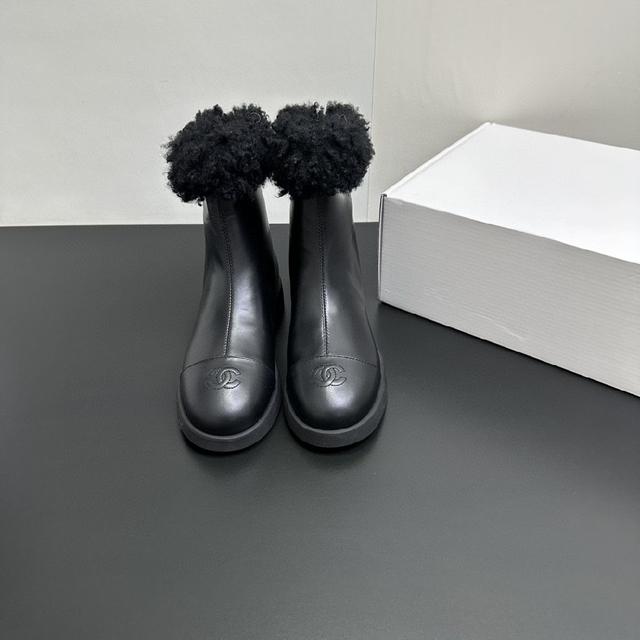 小红书同步最新配色小香家爆款羊毛领口后拉链短靴