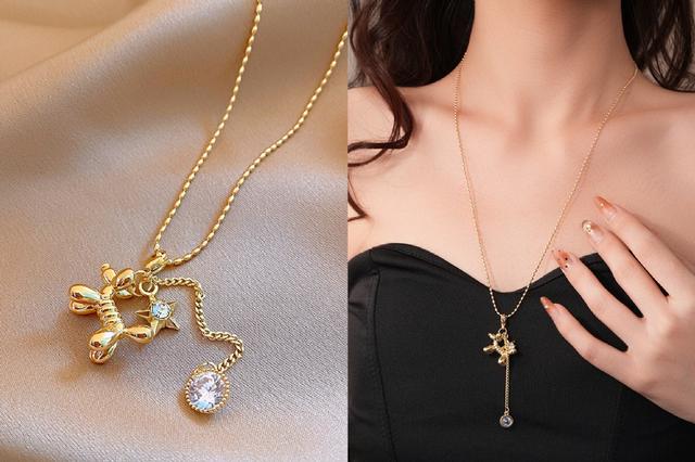 [韓國飾品連線] 正韓 時尚鋯石星星氣球小狗鏈項鍊 📍韓國連線預購收單日：4/19