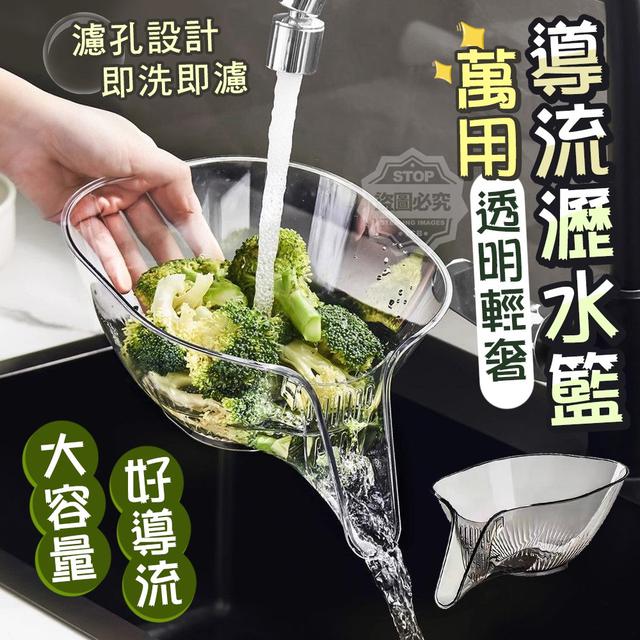 【預購商品】【0111結單】【批發】透明輕奢大容量萬用導流瀝水籃