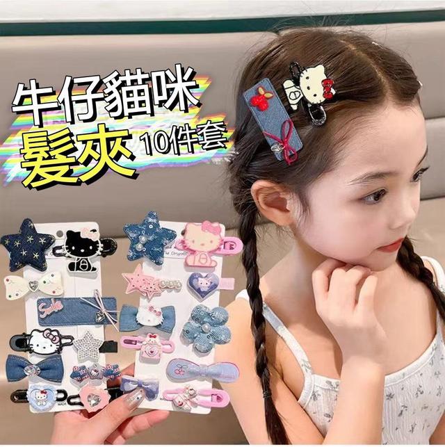 【預購商品】【1029結單】【批發】牛仔貓咪髮夾10件套 251027-17