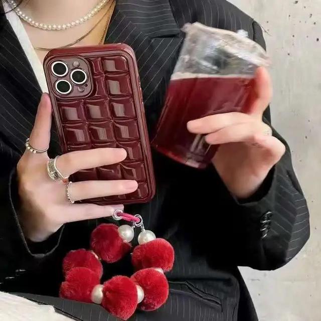 韓系冬季毛絨絨短款手機掛繩(預購)