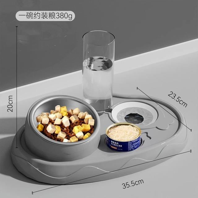 跨境新款小魚荷塘貓碗不鏽鋼雙碗泰迪狗碗餵食飲水器寵物飯盆用品