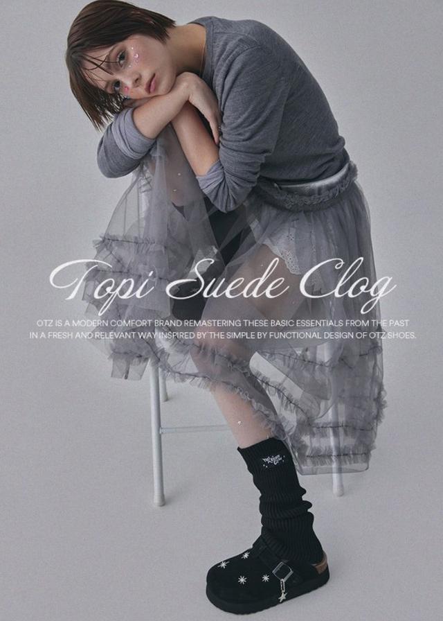 韓國OTZ x Lofa Seoul 星星刺繡勃肯鞋 麂皮 厚底 懶人拖