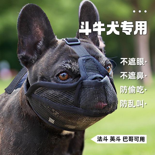 跨境新款狗狗嘴套短嘴狗套防叫咬防誤食嘴套透氣法斗牛犬口罩