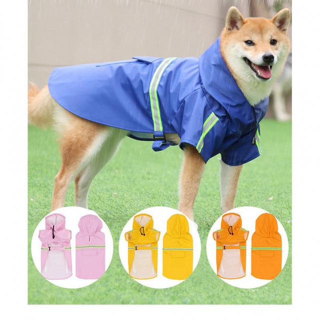 大狗雨衣 斗篷式反光條寵物雨衣防風防雨狗狗連帽雨衣