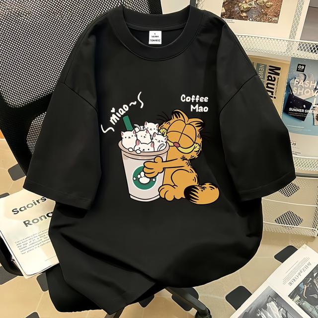 【預購商品】【0918結單】【批發】卡通咖啡加菲猫 冰柔纯棉T 250914-32