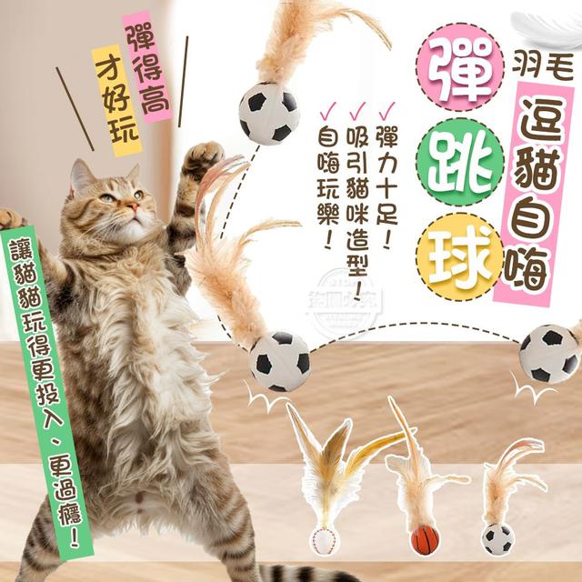 【預購商品】【0709結單】【批發】彈得高 才好玩 逗貓自嗨羽毛彈跳球5入 250706-04