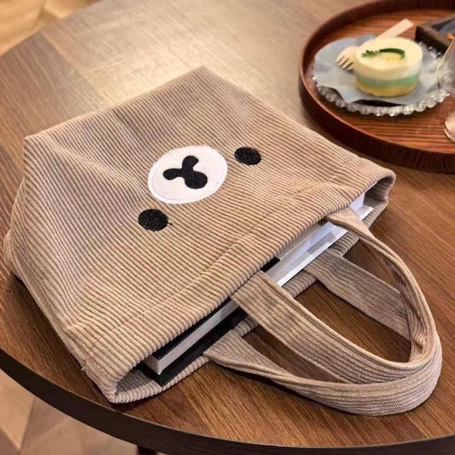 📌拉拉熊刺繡燈芯絨手提袋 手提包包