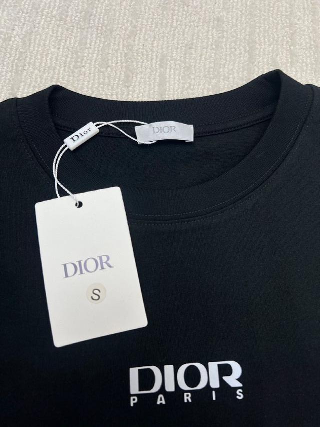 迪奥DIOR 前后夜光字母图案男女同款短袖t恤