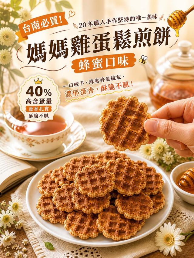 【預購商品】【0519結單】【批發】媽媽雞蛋鬆煎餅-蜂蜜口味200g 260517-21