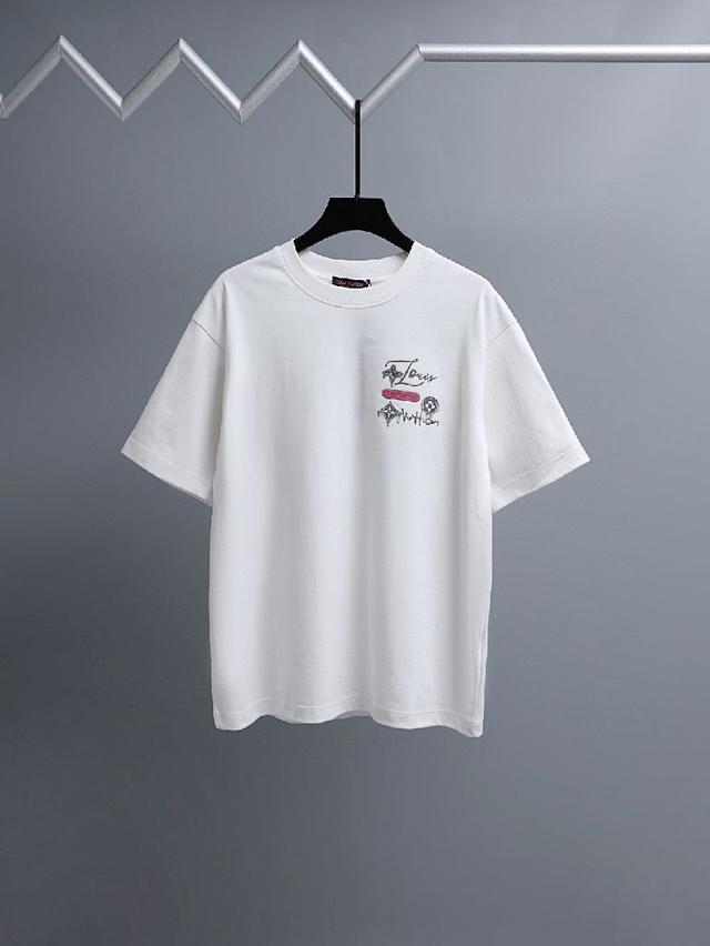 老花LOGO刺绣🪡标识280克圆领重工标志品牌短袖26081