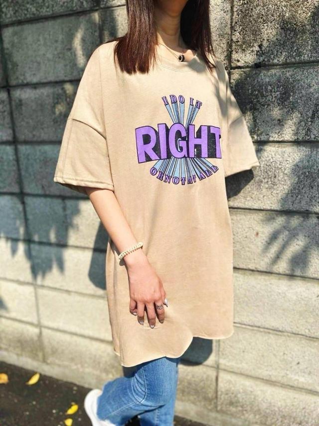 側開叉前短後長RIGHT配色長T(預購)