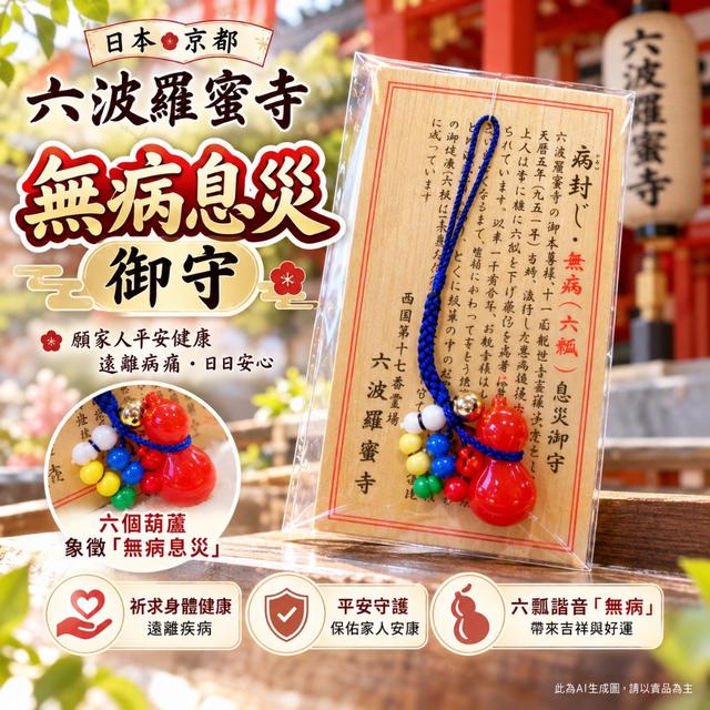 預購 願家人平安健康 日本京都六波羅蜜寺「無病息災御守」-10/13下午3點收單
