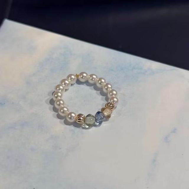 法式彩色捷克珠質感戒指(預購)