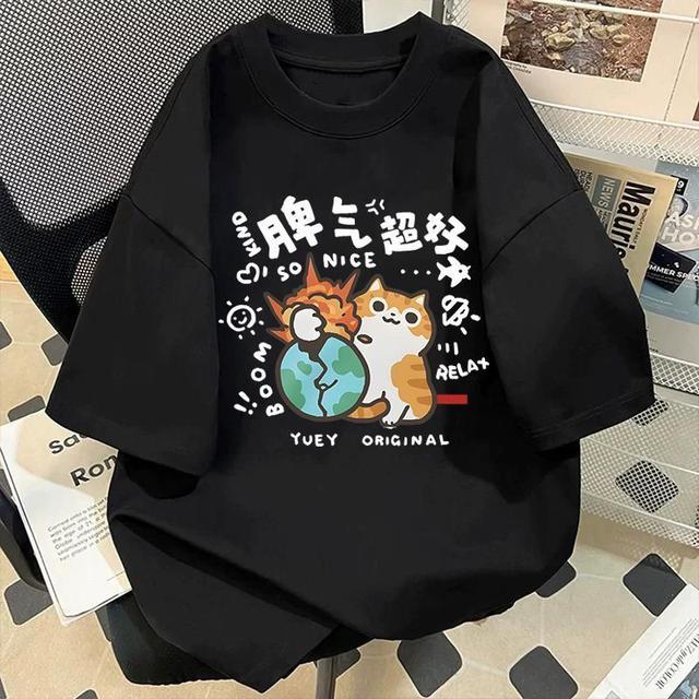 【預購商品】【0803結單】【批發】日系卡通胖貓脾氣好純棉T 250731-32