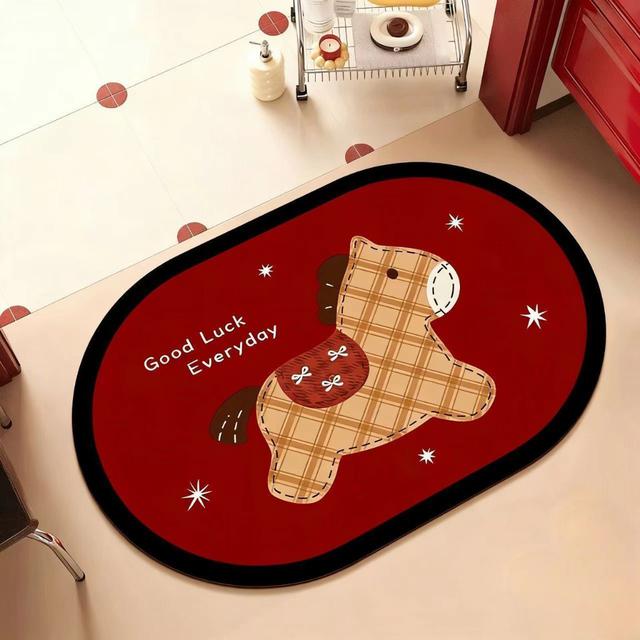 新年喜慶小馬浴室吸水地墊(預購)