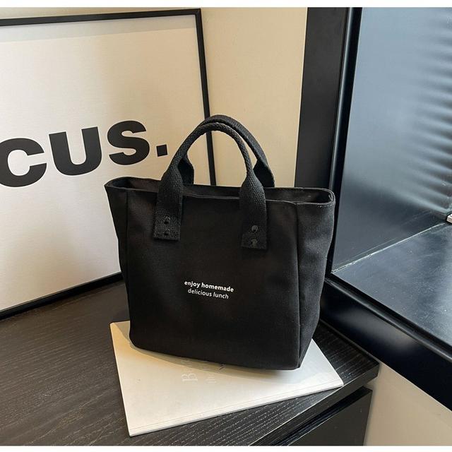 百搭字母純色帆布手提袋拎包