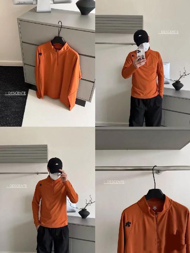 DESCENTE迪桑特春秋新款训练运动男士半拉链内搭长袖针织衫新款卫衣