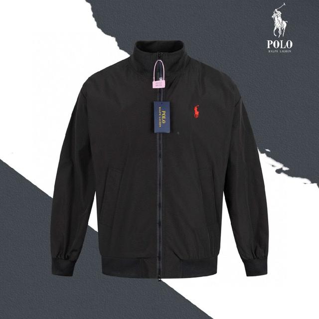 拉夫老钱风立领胸口小标logo刺绣老干部拉架夹克外套