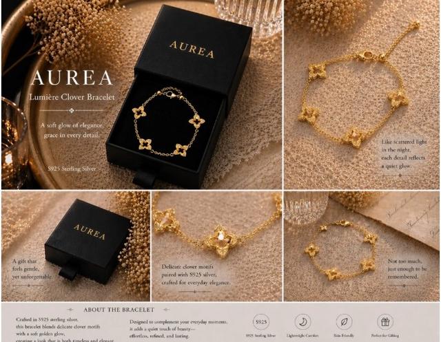 美國us AUREA ｜Lumière Clover Bracelet 四葉光感手鏈#05/14