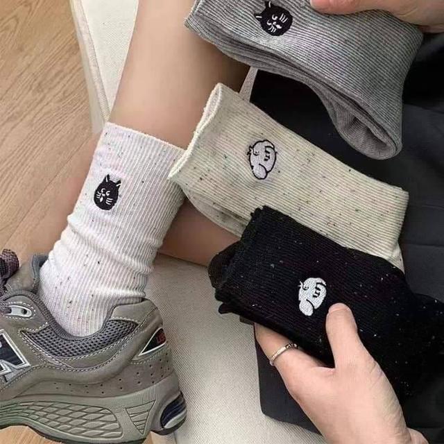 貓咪好搭實穿點點紗刺繡襪(預購)