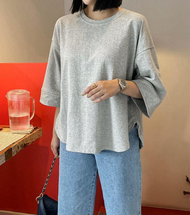 【預購商品】【1030結單】【批發】正韓 七分袖圓領後打褶棉質上衣 091403 ♨️正韓服飾♨️