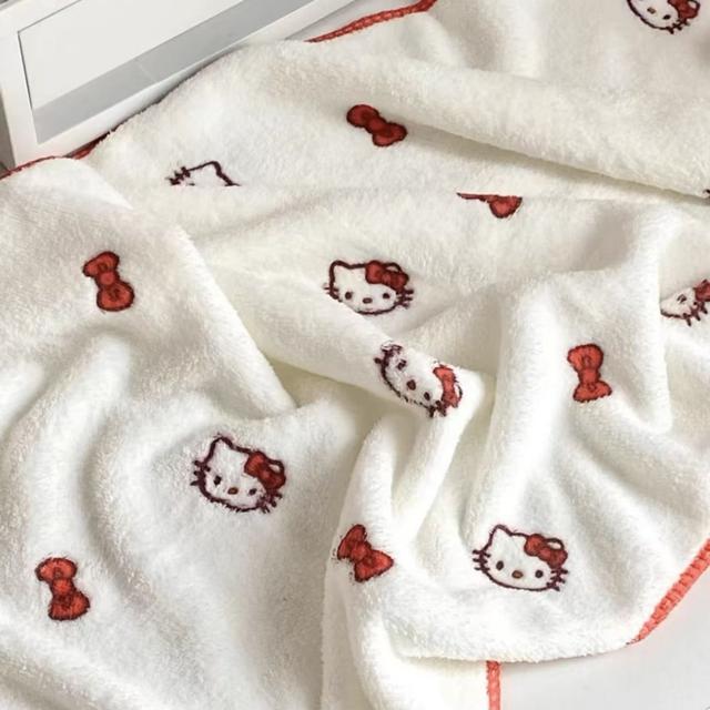 ins新款刺繡蝴蝶結🎀KT珊瑚絨浴巾兩件組(預購)