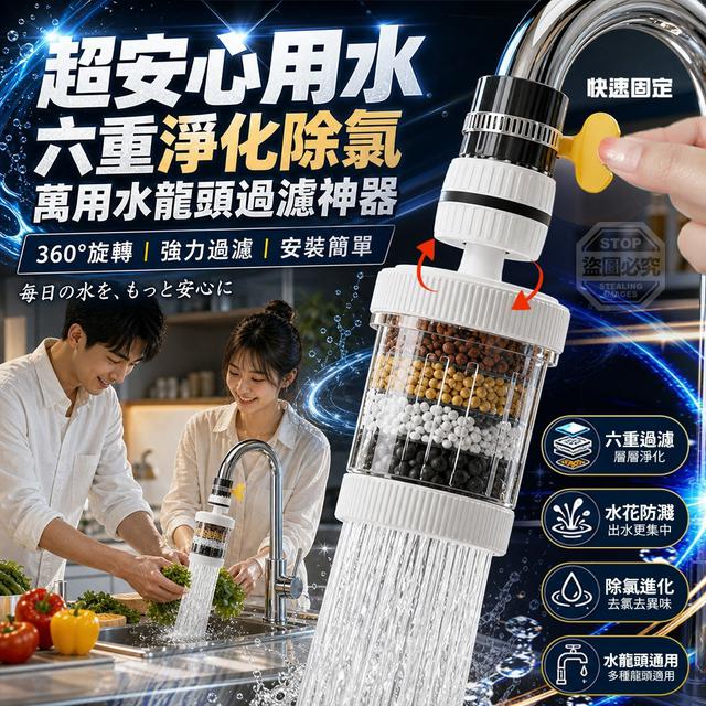 【預購商品】【0721結單】【批發】超安心用水 六重淨化除氯萬用水龍頭過濾神器2入
