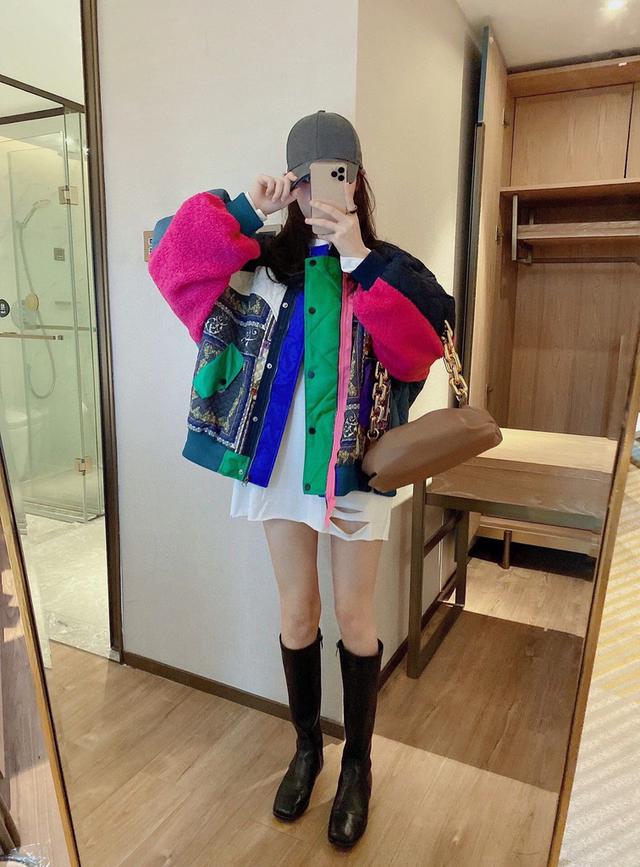 爆款欧韩拼接宽松棒球服