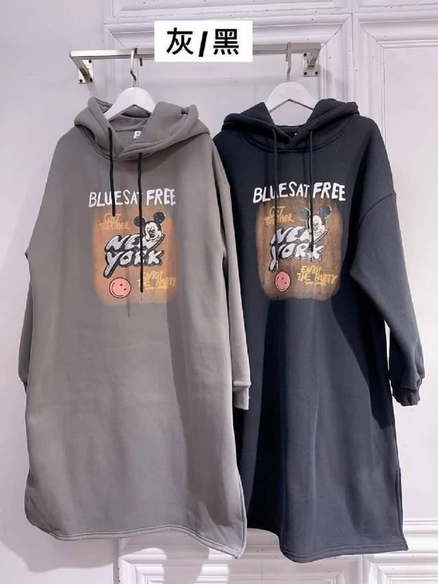 米奇NEW YORK 連帽刷毛開衩洋裝（預購）