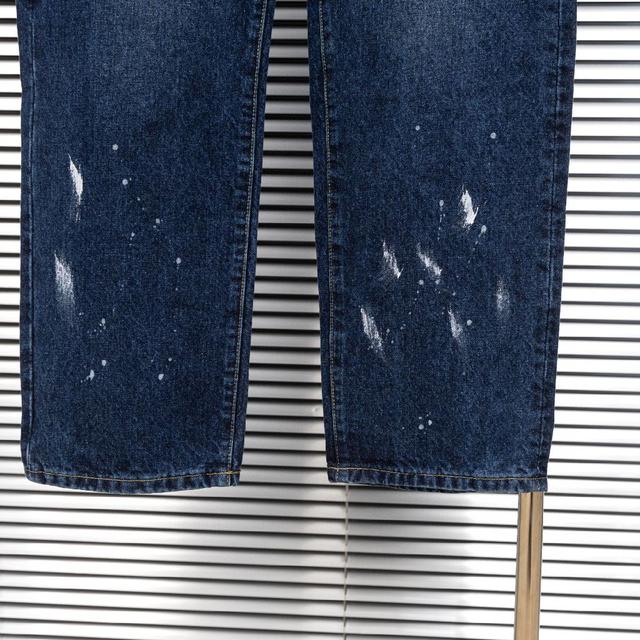 古驰CUCCI织带手绘涂鸦牛仔长裤