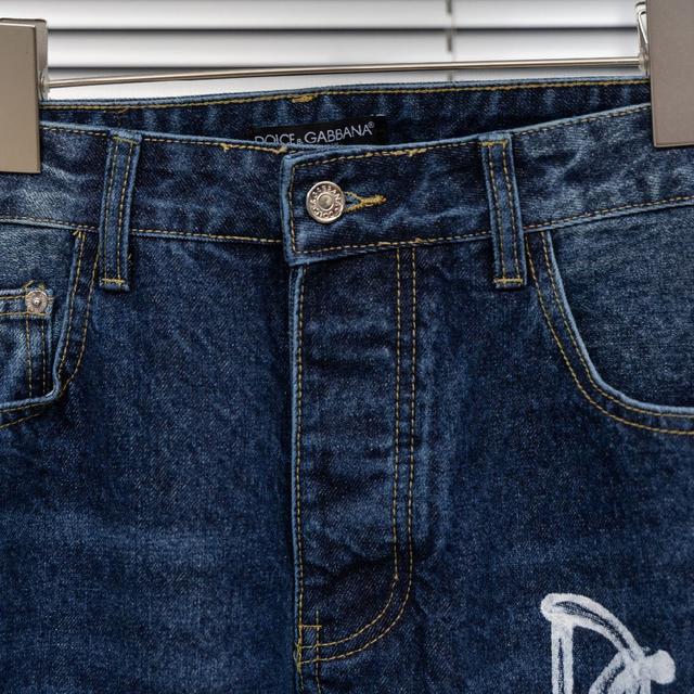 杜嘉班纳DG手绘涂鸦牛仔长裤