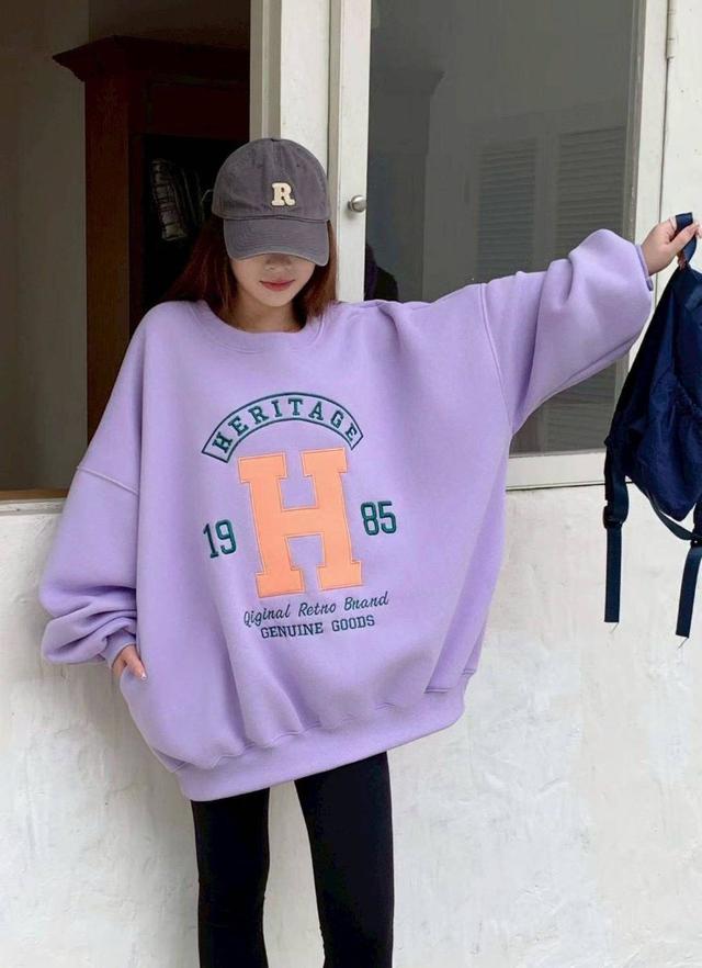 繡花H口袋刷毛大學T(預購)