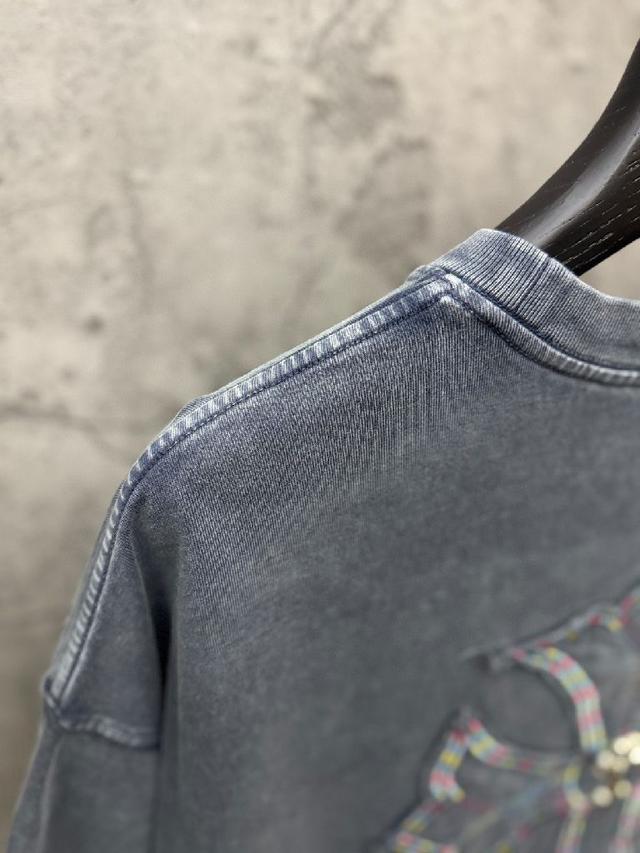 专柜美式洗水贴布刺绣情侣短袖