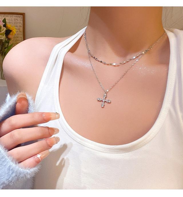 【長期團2026】【預購商品】【批發】韓系氣質鑲鑽十字架鎖骨項鍊86170 260301-16