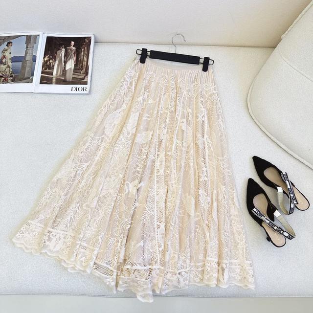 早秋最新款镂空绣花蕾丝长半裙 名媛风气质女神 原版定制