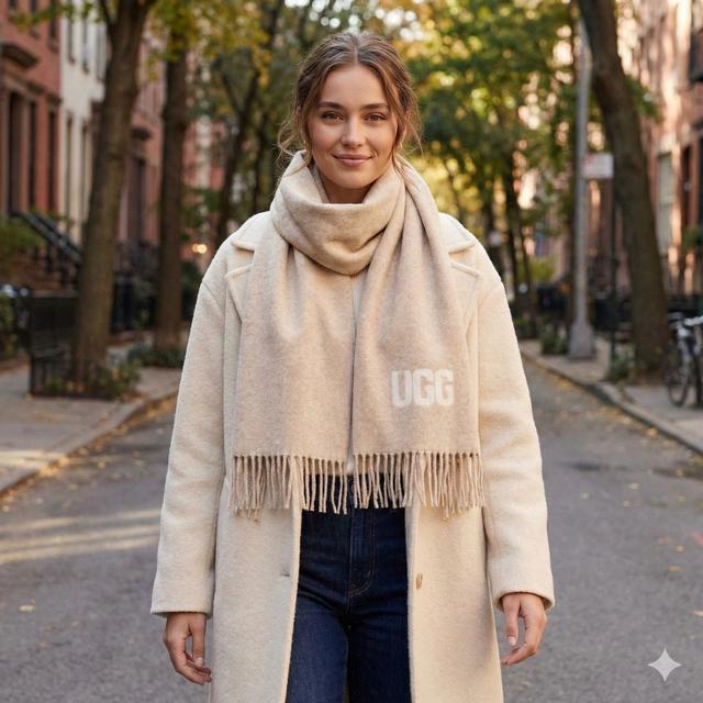 澳洲 UGG 喀什米爾＋澳洲羊毛經典編織圍巾#12/13